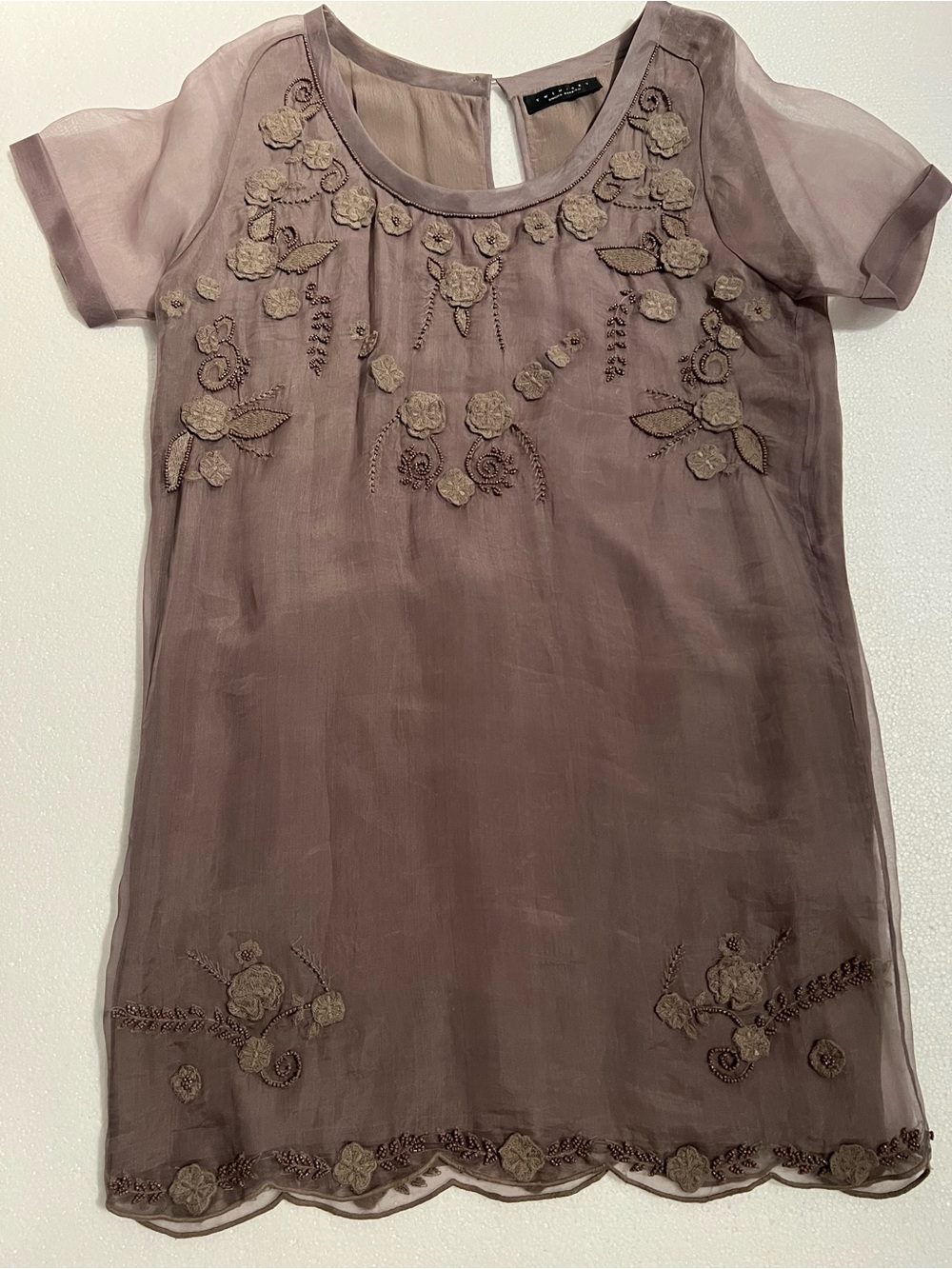 Twin-Set Sleeveless Crepe Shell in Taupe Mauve size S
